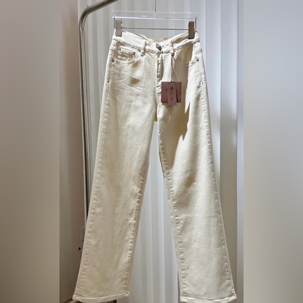 Loro Piana Women's Straight Leg Jeans in Cream